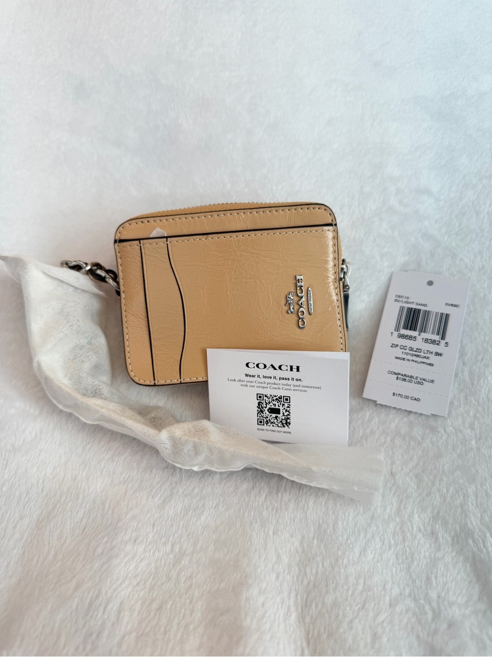 Coach Zip Card Wallet Bow Chain